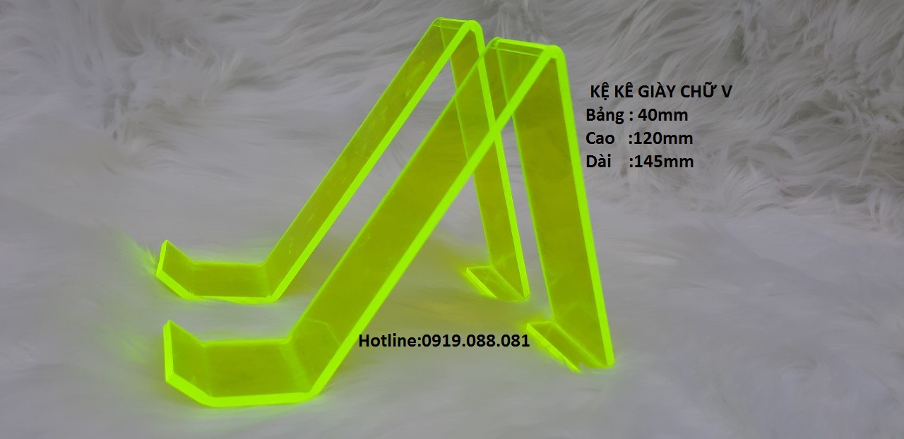Kệ mica trưng bày giày dép chữ V